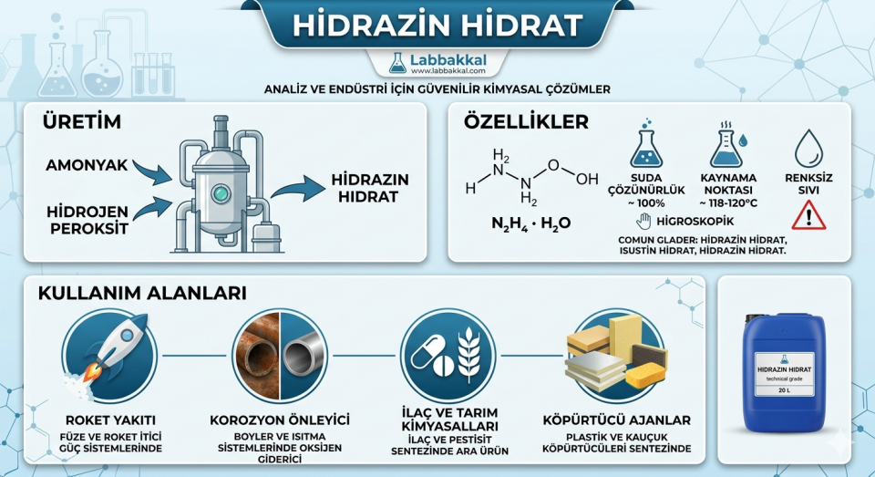 Hidrazin Hidrat %55 Çözeltisi 1 Lt – Orijinal | Hızlı Kargo | Labbakkal