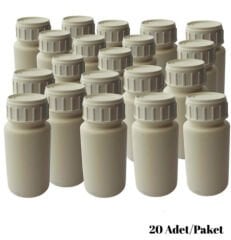 Numune Şişe 100 ml Yuvarlak Beyaz Plastik 20 Adet Yüksek Kalite HDPE