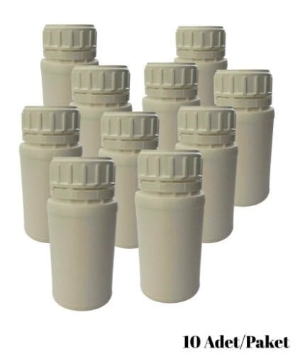 Numune Şişe 250 ml Yuvarlak Beyaz Kilitli Plastik 10 Adet Yüksek Kalite HDPE Tarım Şişe