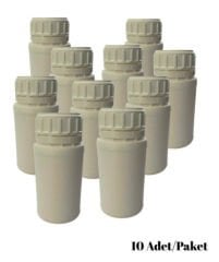 Numune Şişe 250 ml Yuvarlak Beyaz Kilitli Plastik 10 Adet Yüksek Kalite HDPE Tarım Şişe