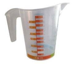 Plastik Beher Ölçü Kabı 1000 ml – Renkli Skala ile Güvenli Ölçüm