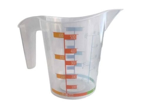 Plastik Beher Ölçü Kabı 500 ml Plastik Kulplu Beher Renkli Skala