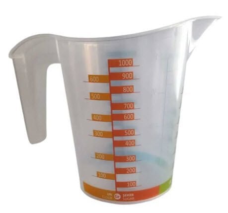 Plastik Beher Ölçü Kabı 300 ml – Ölçü Kolaylığı ve Renkli Skala