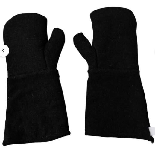 Tek Parmak Isı Eldiveni Siyah 33 cm Yüksek Sıcaklık El Koruyucu 1 Çift