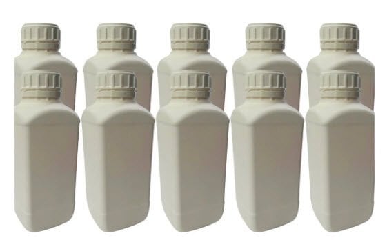 Numune Şişe 1000 ml 10 Adet Kare Beyaz Plastik 50mm Kilitli Kapak Yüksek Kalite HDPE