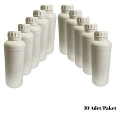 Numune Şişe 1000 ml Yuvarlak 10 Adet 50mm Beyaz Kilitli Kapak Yüksek Kalite HDPE