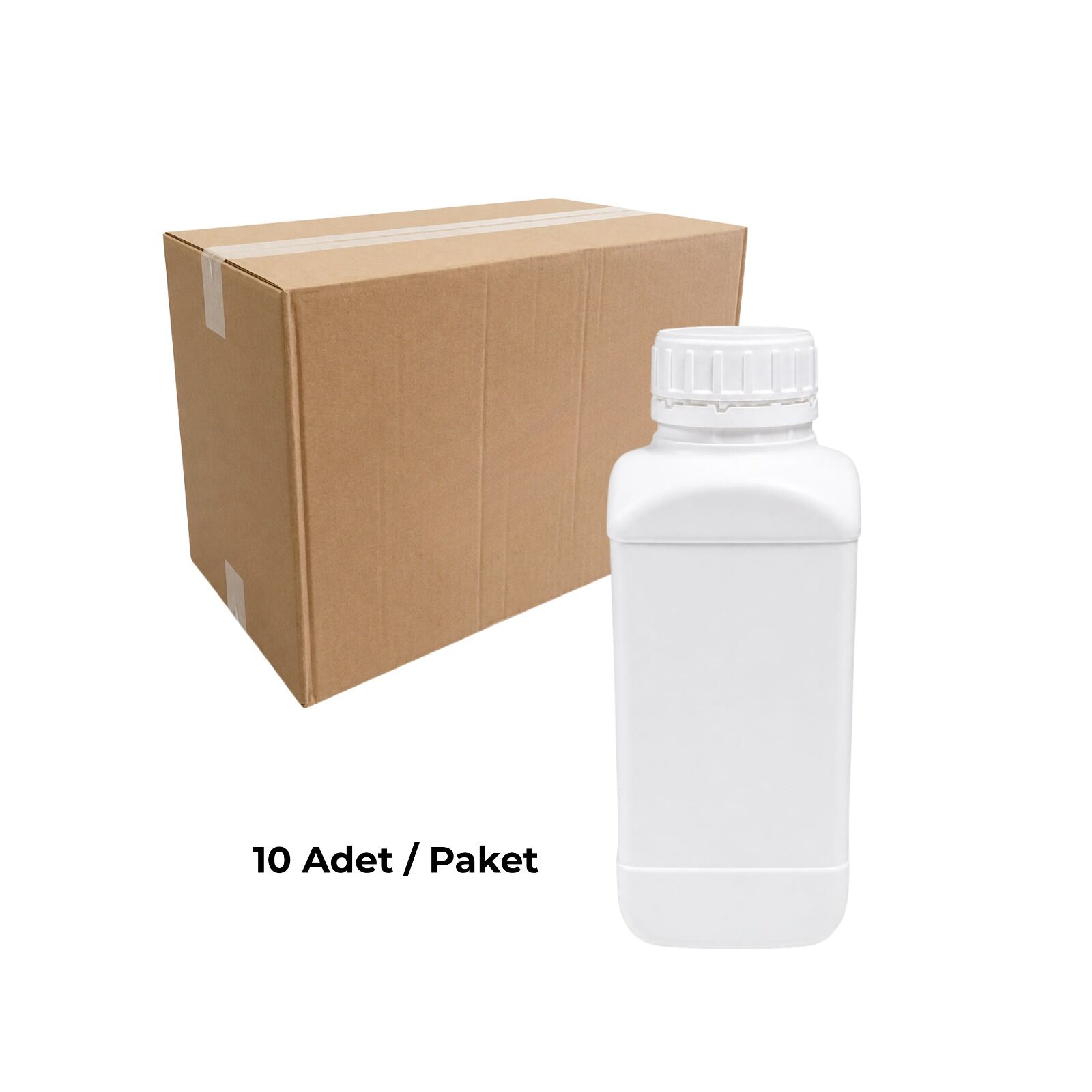 Numune Şişe 500 ml Kare Beyaz Kilitli Plastik 10 Adet Yüksek Kalite HDPE Tarım Şişe