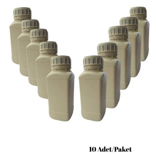 Numune Şişe 500 ml Kare Beyaz Kilitli Plastik 10 Adet Yüksek Kalite HDPE Tarım Şişe