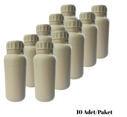 Numune Şişe 500 ml Yuvarlak Beyaz Plastik Kilitli 10 Adet Yüksek Kalite HDPE Tarım Şişe