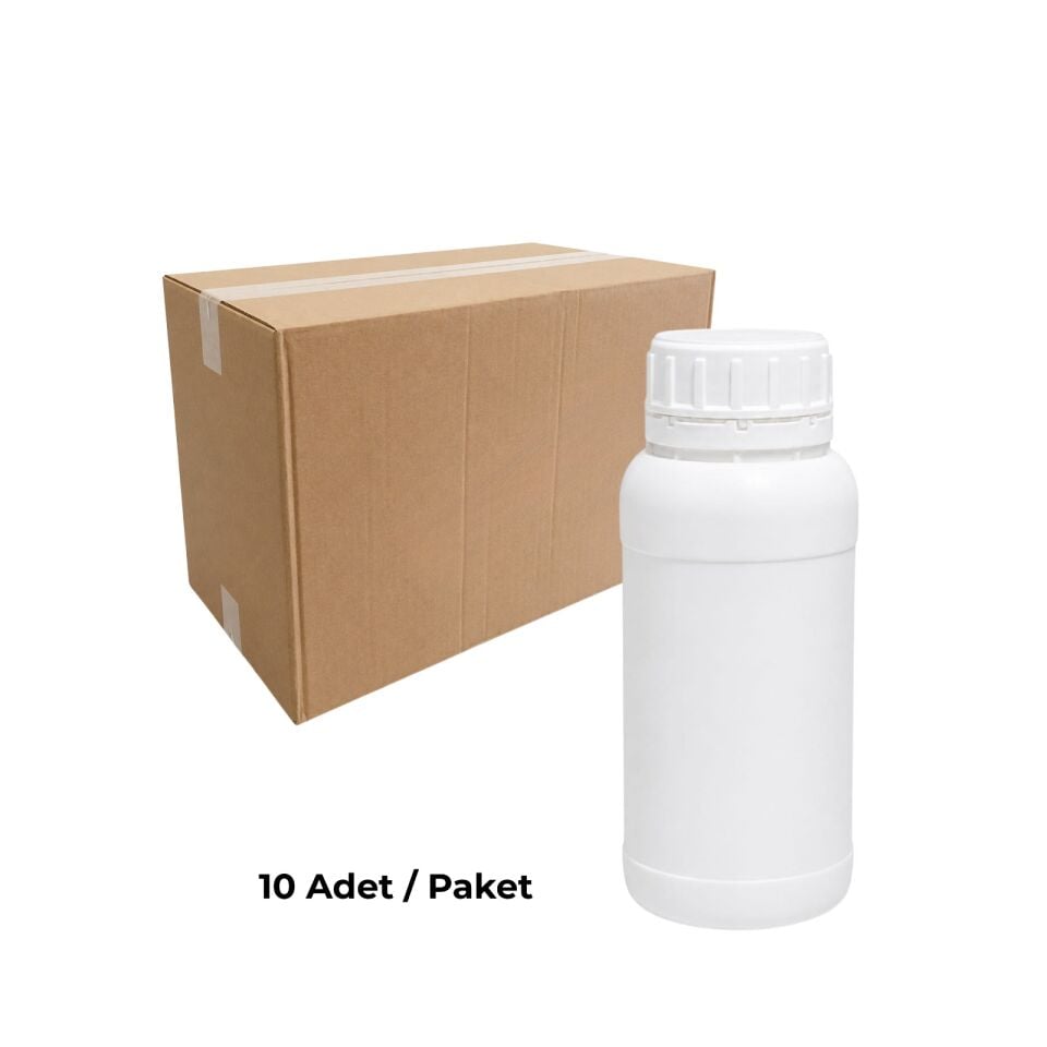 Numune Şişe 500 ml Yuvarlak Beyaz Plastik Kilitli 10 Adet Yüksek Kalite HDPE Tarım Şişe