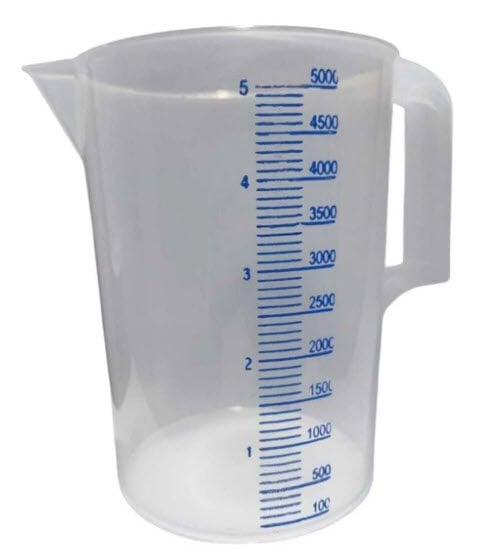Kulplu Plastik Beher 5 Litre - Mavi Skala Ölçü Kabı