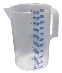 Kulplu Plastik Beher 5 Litre - Mavi Skala Ölçü Kabı