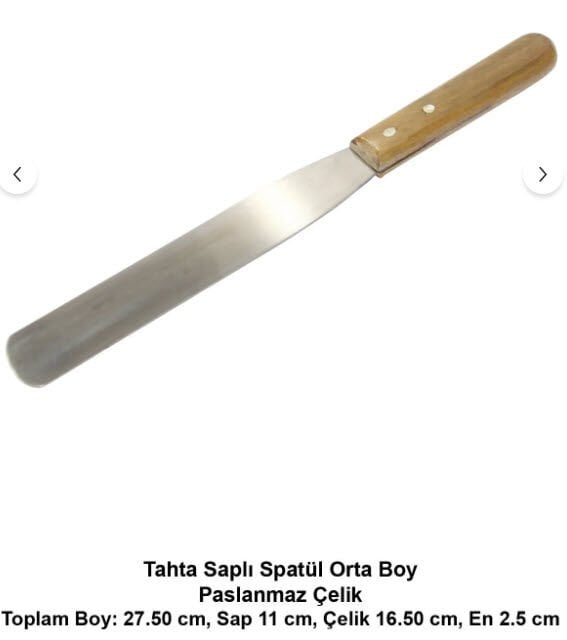 Spatül Tahta Saplı Orta Boy Paslanmaz Çelik