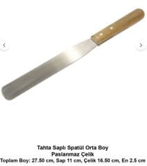 Spatül Tahta Saplı Orta Boy Paslanmaz Çelik