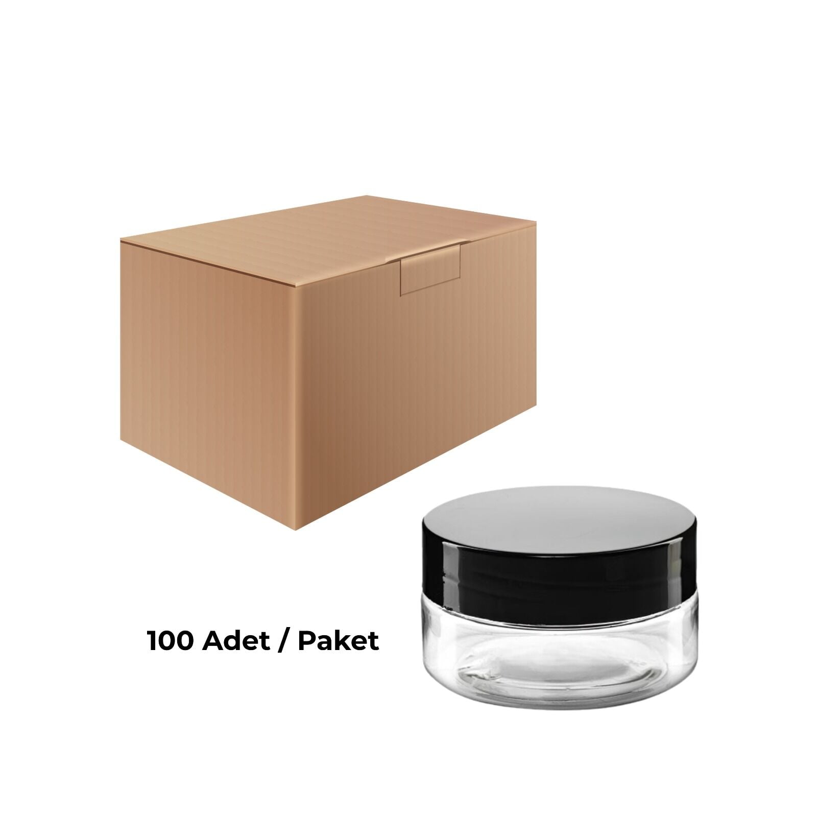 Cam Krem Kavanozu 50 ml - Siyah Sızdırmaz Kapaklı Şişe 50 cc 100 Adet