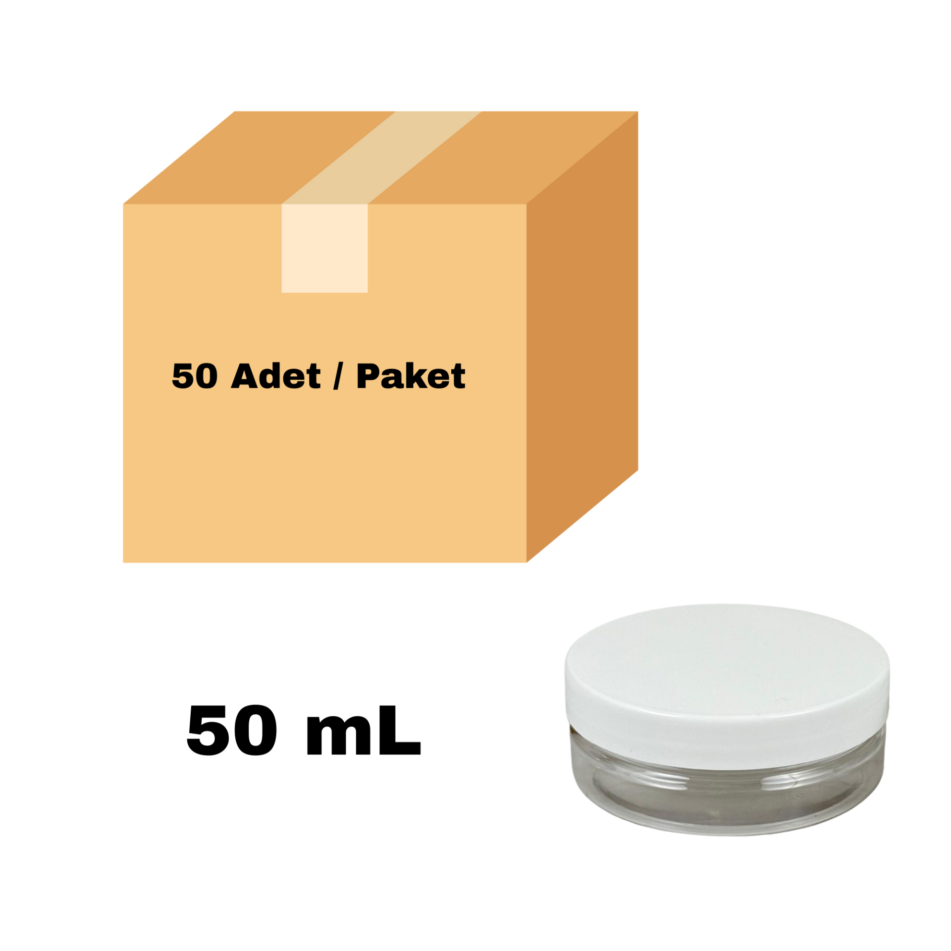 Cam Krem Kavanozu 50 ml - Beyaz Kapaklı Şişe 50 cc 50 Adet