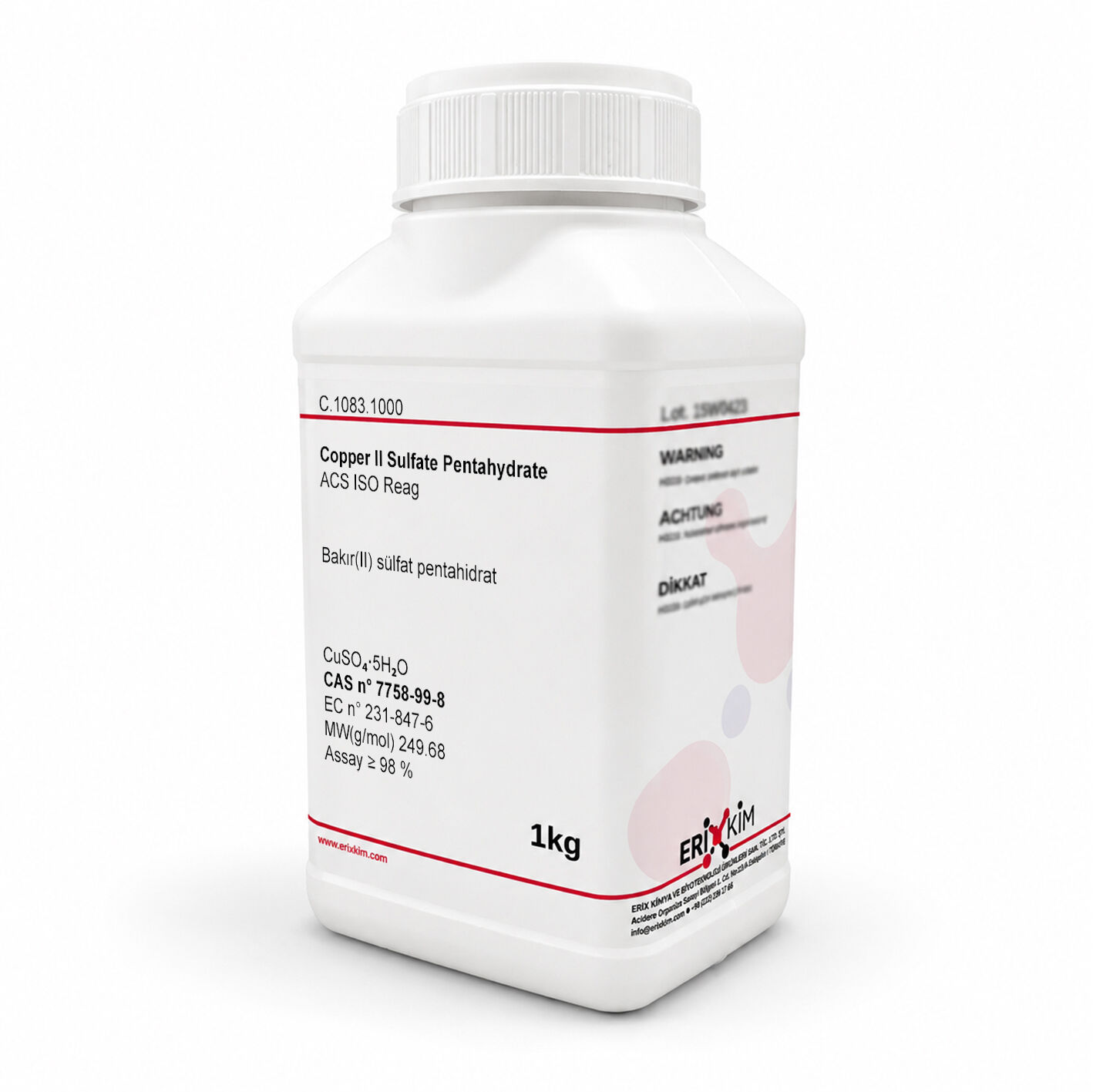 Bakır II Sülfat Pentahidrat 1 Kg - Copper II Sulfate Pentahydrate
