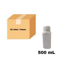 Plastik Kare Şişe 500 ml - Beyaz Kilitli Kapaklı Numune Şişe 50 Adet