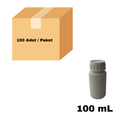 Plastik Yuvarlak Şişe 100 ml - Beyaz Kilitsiz Kapaklı Numune Şişe 100 Adet