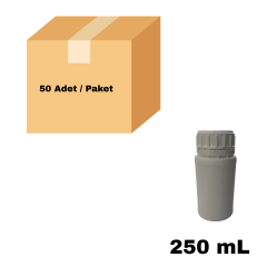 Plastik Yuvarlak Şişe 250 ml - Beyaz Kilitli Kapaklı Numune Şişe 50 Adet