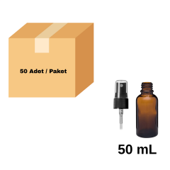 Cam Amber Sprey Şişe 50 ml - Siyah Sprey Başlık 50 Adet