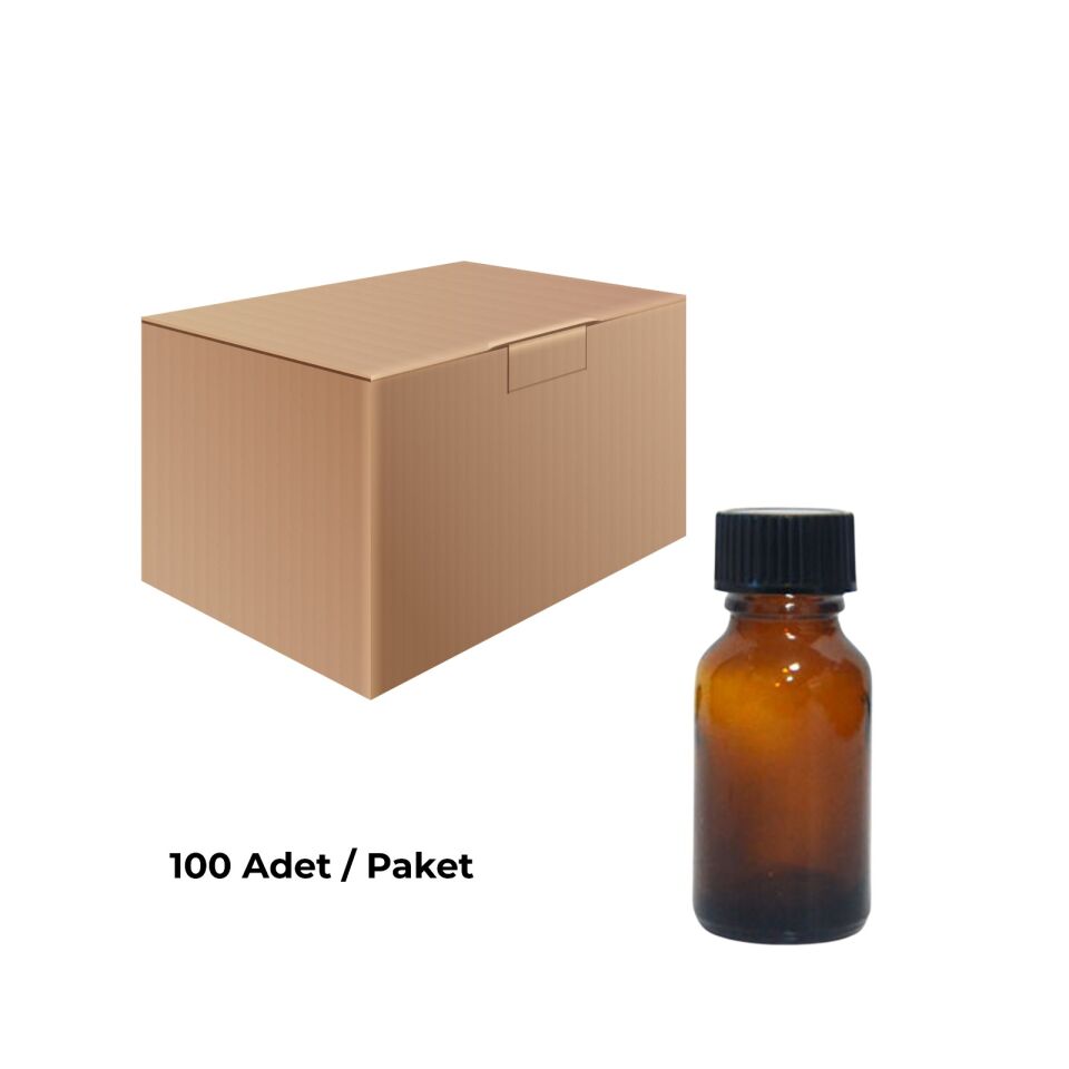 Cam Ecza Şişe 10 ml Kahve - Siyah Kilitsiz 18 mm Kapak 100 Adet