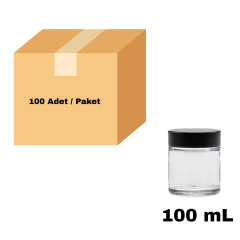 Cam Krem Kavanozu 100 ml - Siyah Sızdırmaz Kapaklı Şişe 100 cc 100 Adet