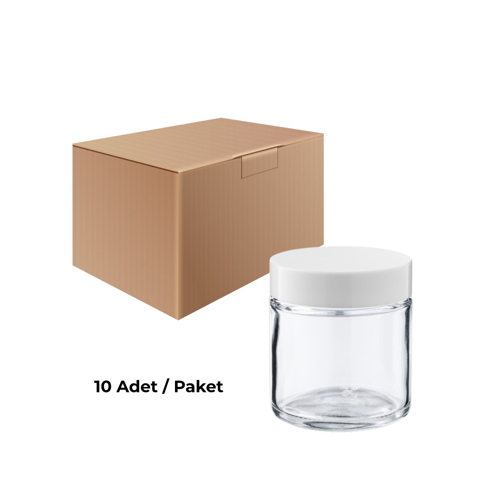 Cam Krem Kavanozu 100 ml - Beyaz Sızdırmaz Kapaklı Şişe 100 cc 10 Adet