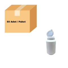 Yuvarlak Şişe 200 ml - Yırtmaç Kapaklı Tablet Kutusu 50 Adet *