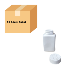 Kare Numune Şişe 200 ml - Bastır Aç Kapaklı Tablet Şişe 50 Adet