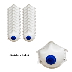 Toz Maskesi FFP2 - Ventilli Filtreli Solunum Maskesi 20 Adet
