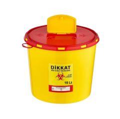 Tıbbi Atık Kovası 10 Lt - Yuvarlak Atık Toplama Kabı