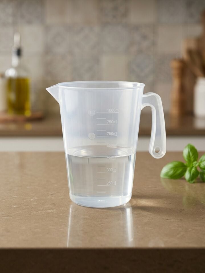 Plastik Kulplu Beher 1000 ml – Kabartma Skalalı Ölçü Kabı