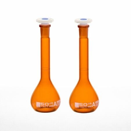 Balon Joje Amber 50 ml Plastik Kapaklı 2 Adet – Laboratuvar Ölçüm Şişesi