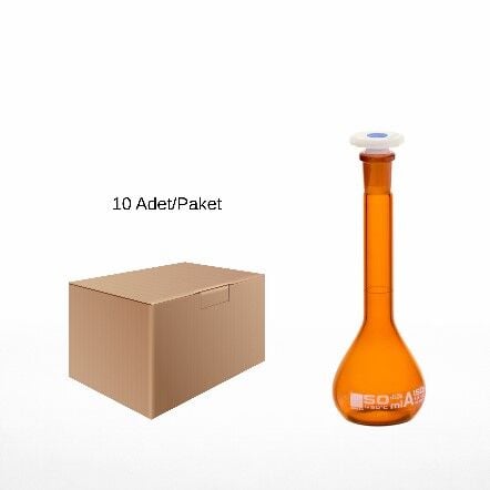 Balon Joje Amber 50 ml Plastik Kapaklı 10 Adet – Laboratuvar Ölçüm Şişesi