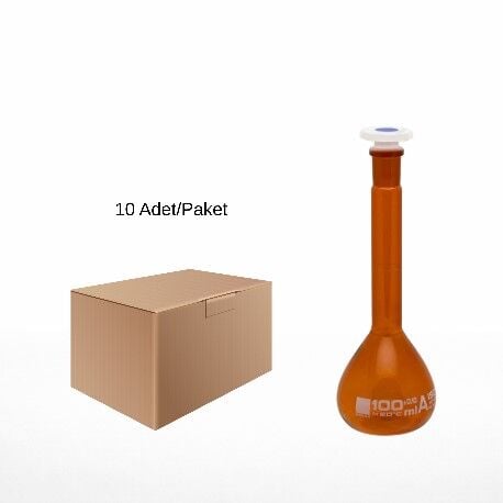 Balon Joje Amber 100 ml Plastik Kapaklı 10 Adet – Laboratuvar Ölçüm Şişesi