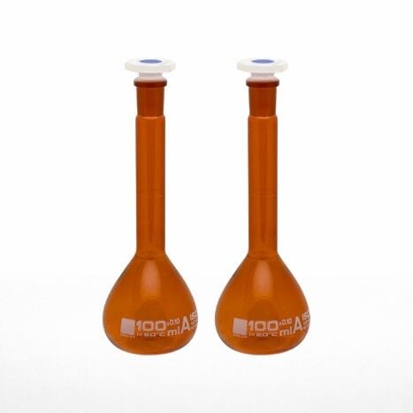 Balon Joje Amber 100 ml Plastik Kapaklı 2 Adet – Laboratuvar Ölçüm Şişesi