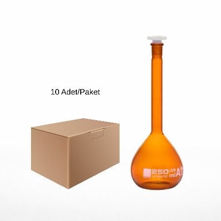 Balon Joje Amber 250 ml Plastik Kapaklı 10 Adet – Laboratuvar Ölçüm Şişesi