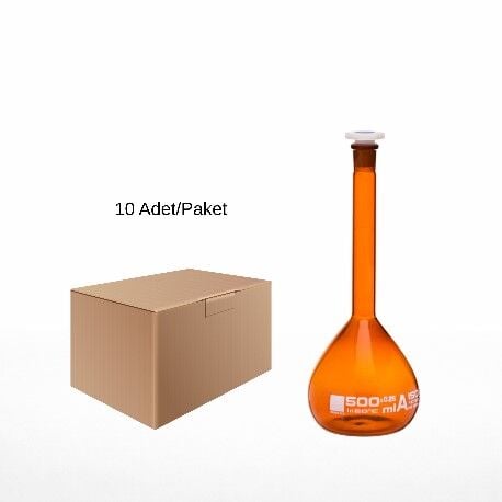 Balon Joje Amber 500 ml Plastik Kapaklı 10 Adet – Laboratuvar Ölçüm Şişesi