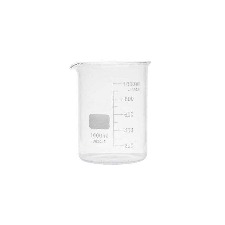 Cam Beher Kısa Form 1000 ml – Isıya Dayanıklı Beheri