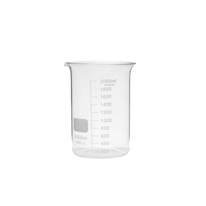 Cam Beher Kısa Form 2000 ml – Isıya Dayanıklı Beheri