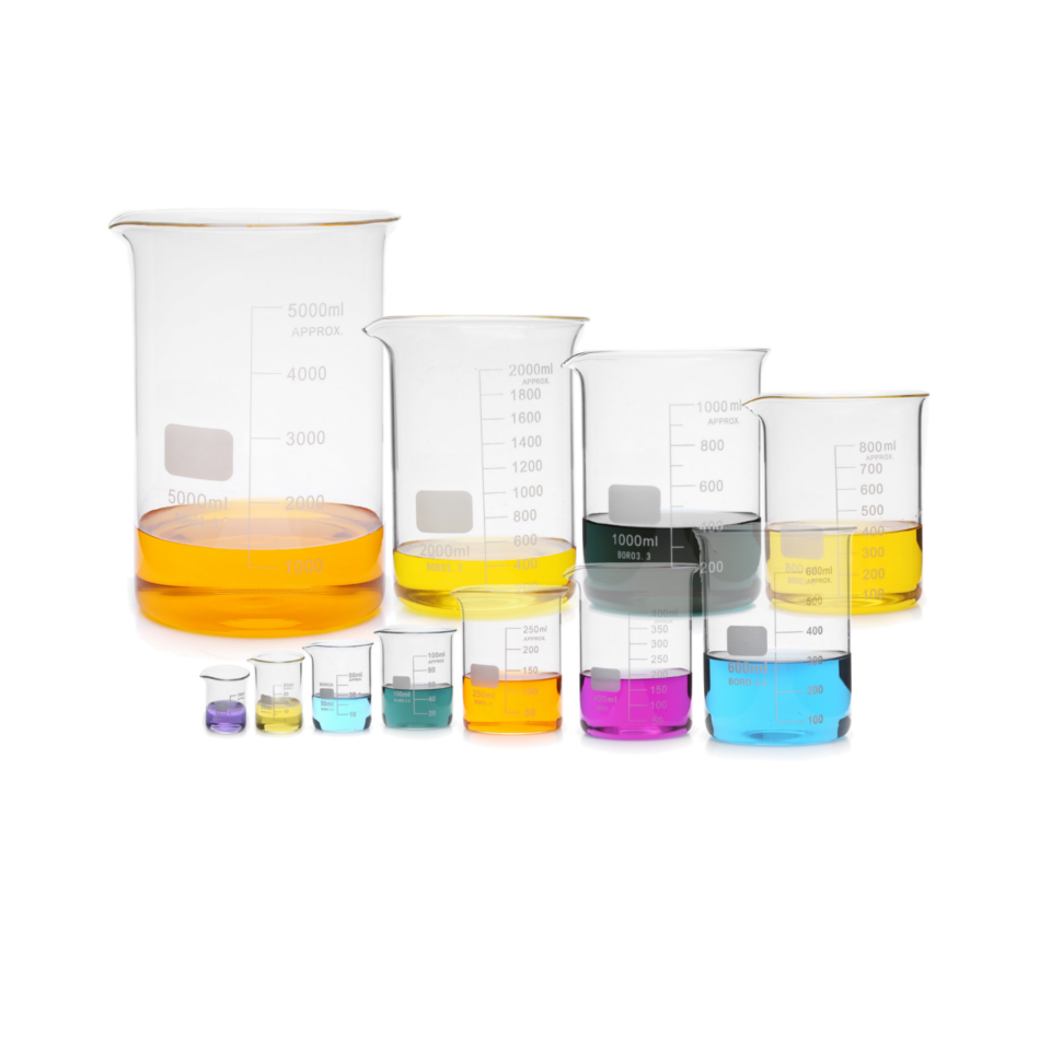 Cam Beher Kısa Form 5000 ml – Isıya Dayanıklı Beher