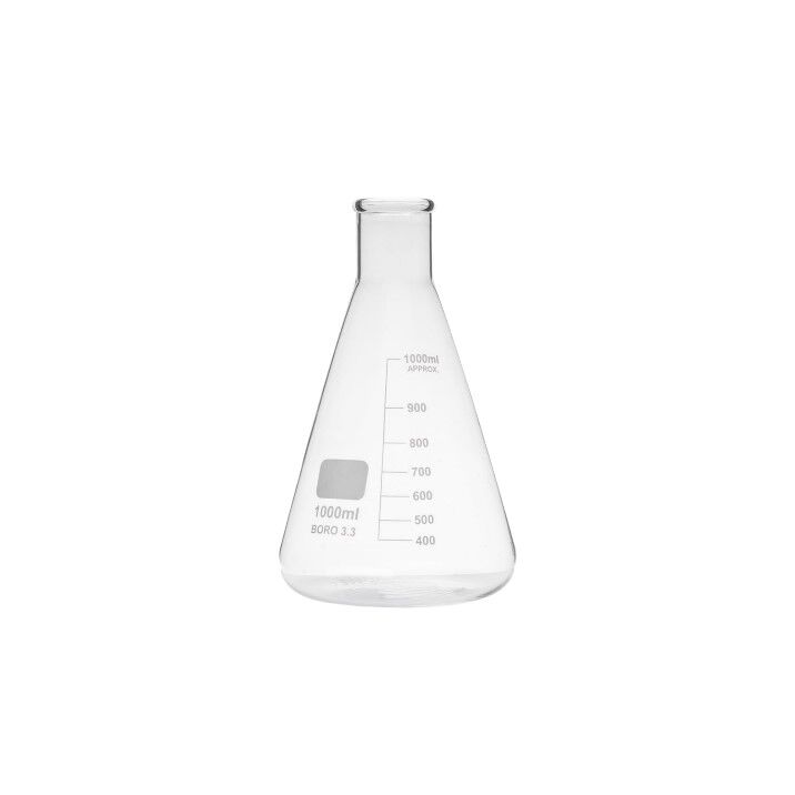 Cam Erlen Dar Boyun 1000 ml – Isıya Dayanıklı Laboratuvar Erleni