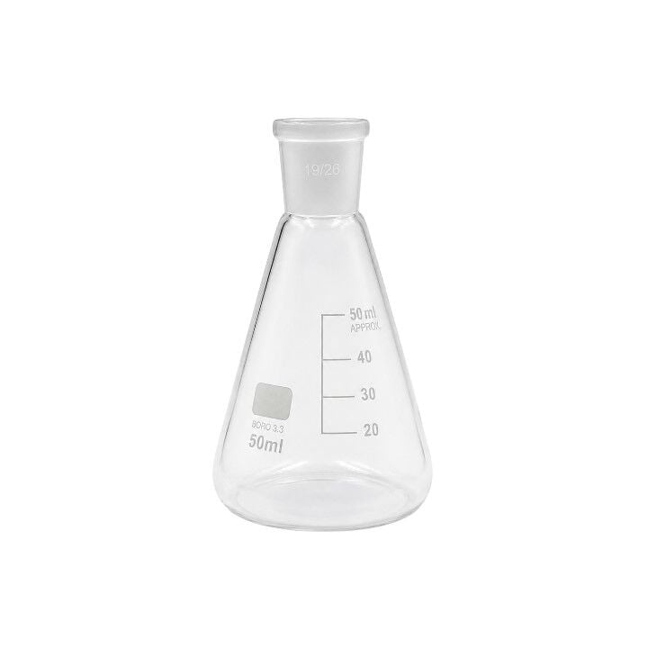 Cam Erlen 19/26 Şilifli 50 ml – Isıya Dayanıklı Şişe