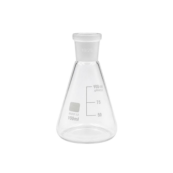 Labbakkal Cam Erlen 19/26 Şilifli 100ml – Isıya Dayanıklı Laboratuvar Erleni