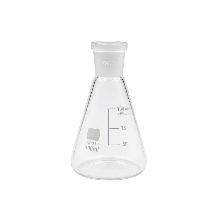 Cam Erlen 19/26 Şilifli 100 ml – Isıya Dayanıklı Şişe