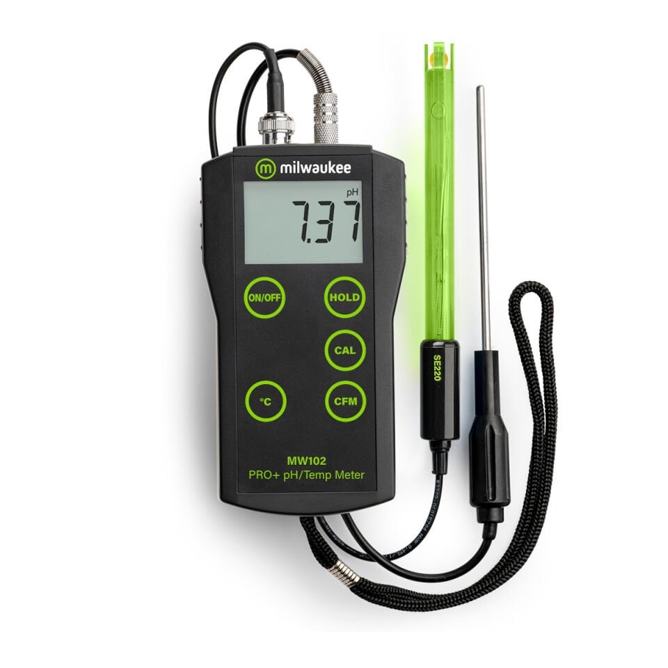 Milwaukee MW102 PRO Portatif pH/Sıcaklık Ölçer Otomatik Kalibrasyonlu pH Metre