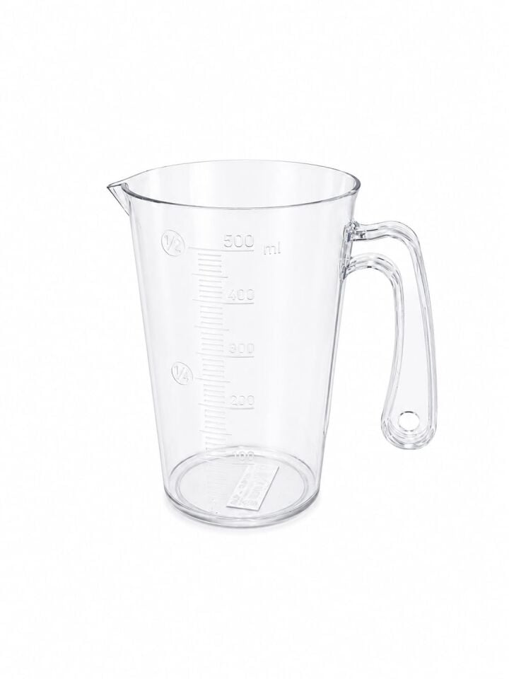 Kulplu Beher 500 ml – Şeffaf Polikarbon Ölçü Kabı
