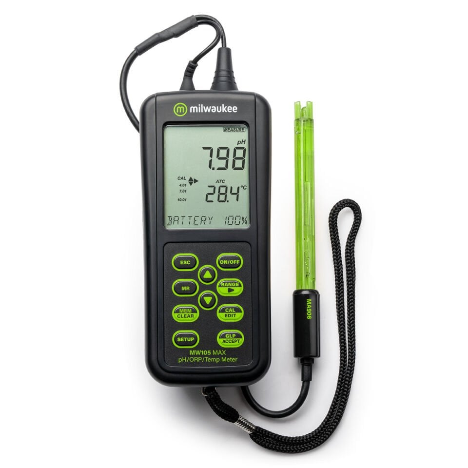 Milwaukee MW105 MAX Su Geçirmez Portatif pH / ORP / Sıcaklık Ölçer -2.00 - 20.00 pH / ±2000.0 mV / -20.0 - 120.0 °C