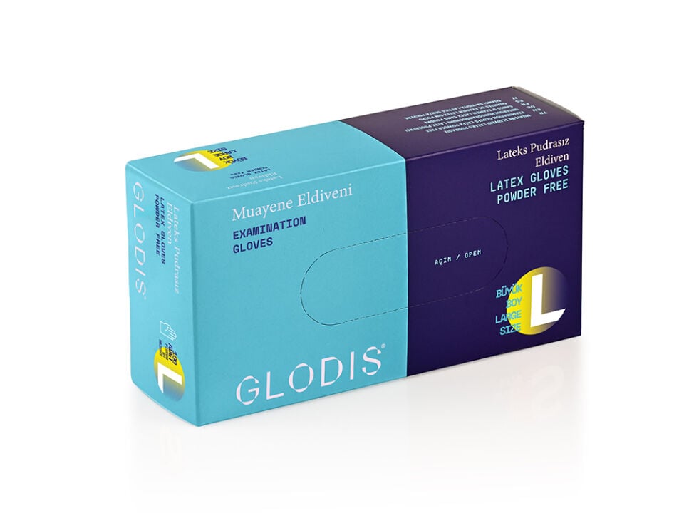 Glodis Lateks Pudrasız Muayene Eldiveni L Beden